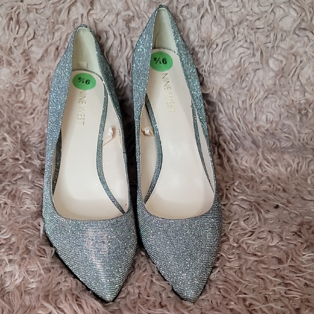 Nine West Glittering Silver Heels